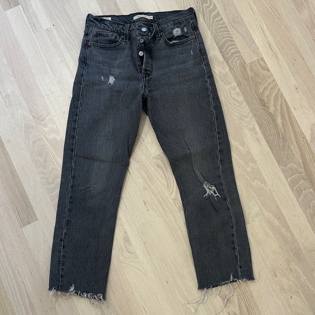 Levi's Black Distressed Straight Leg Jeans